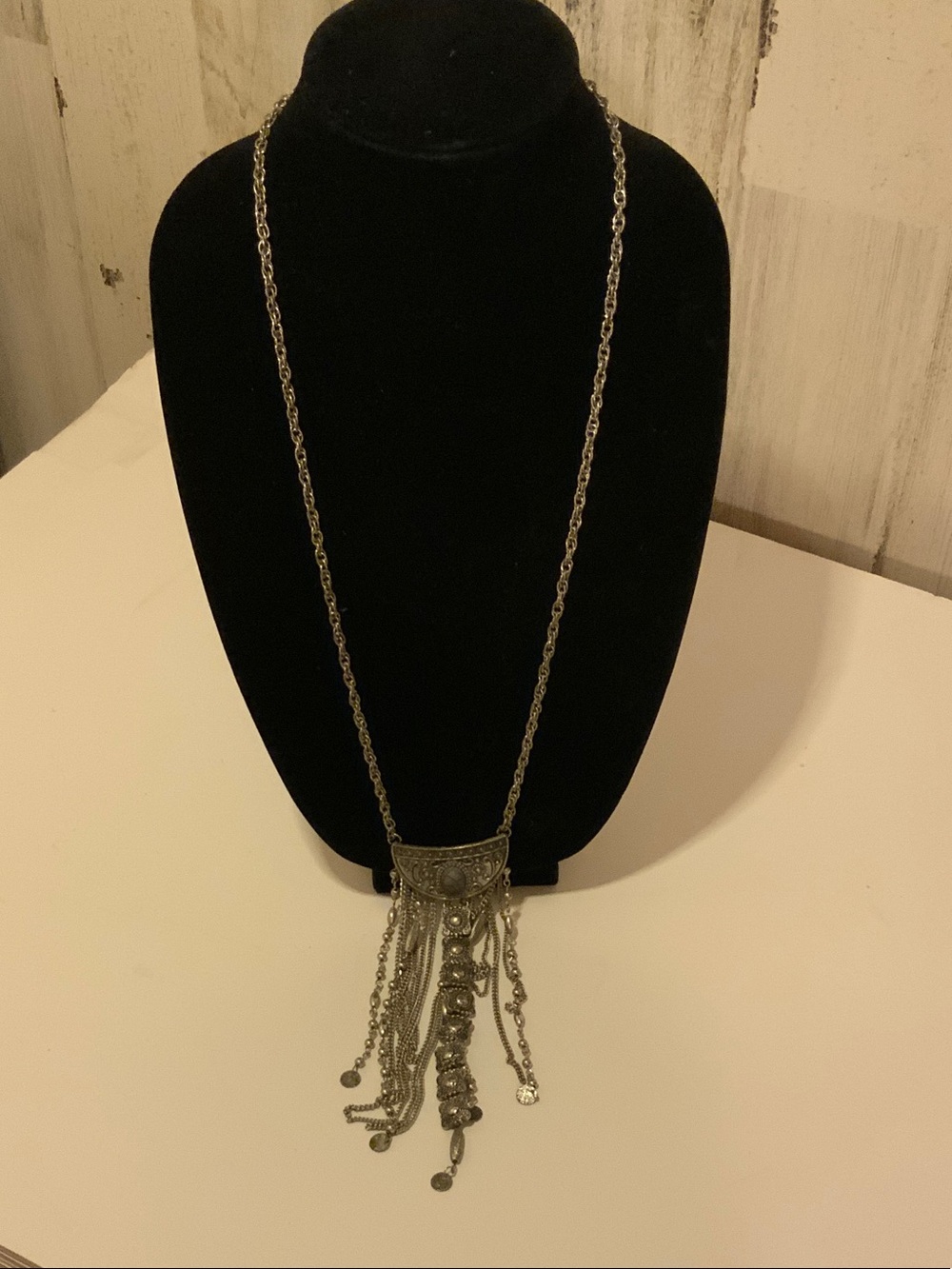 Bohemian Silver-Tone Fringe Pendant Necklace - Picture 5 of 6